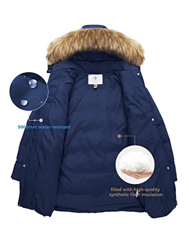 WenVen Women's Winter Thickened Long Puffer Coat Warm Parka Jacket - color: Blue, size: X-Large
