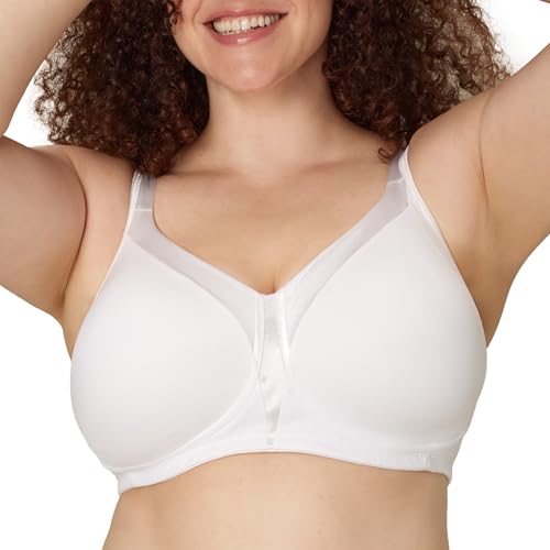 Playtex Women's Wireless Bra, 18 Hour Plus-Size T-Shirt Bras Available, Smoothing, Full Coverage, 4803, Single or 2-Pack - color: White, size: 48DDD