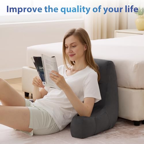 IPYNBAP Back Pillow for Bed Sitting up, Reading Pillow, 18 Inch, Grey - color: Grey, size: Small(18inch)