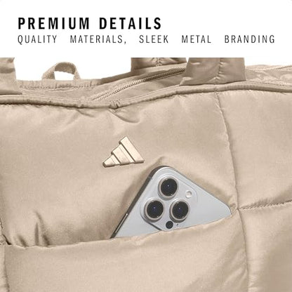 adidas Quilted Puffer Tote Bag - color: Crystal Linen Beige/3