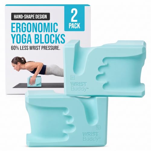 WRISTBuddy® Yoga Blocks 2 Pack, High Density Non-Slip, Hand-Shaped Design - color: Aqua