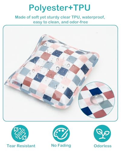 ALVA 3pcs Mess-Proof Travel Pouches,TSA Approved Toiletry Bag,Makeup Bag - color: Colored grid