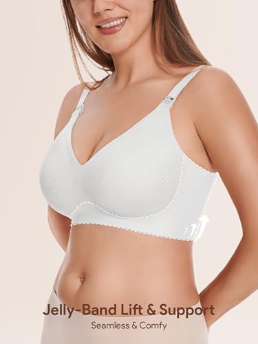 Angelhood Nursing Bras for Breastfeeding, Seamless Wireless Bra Push up - color: Multicoloured E, size: X-Large