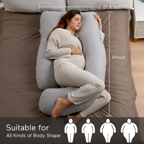 Momcozy Pregnancy Pillow for Sleeping - U Shaped Full Body Maternity Pillow - color: Hatha Grey