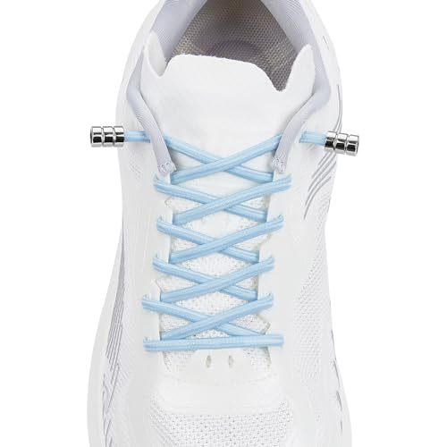 Elastic No Tie Shoelaces For Kids & Adults Sneakers，One Size Fits All - color: 1 Pair Powder Blue