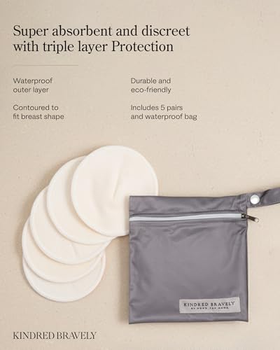 Kindred Bravely Organic Reusable Nursing Pads for Breastfeeding, 10 Pack - color: Regular Twilight
