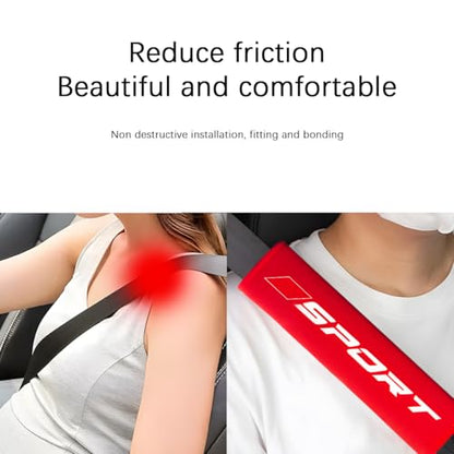 Mandark Short-Pile Seat Belt Shoulder Pad with Hook-and-Loop Closure, Red - color: Red