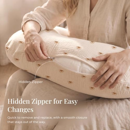 Konssy Muslin Nursing Pillow Covers, Soft Cover for Breastfeeding Pillows - color: Sun