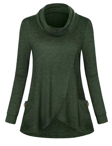 Joymom Maternity Warm Cowl Neck Nursing Sweatshirt Breastfeeding Tunic Tops - color: 1-dark Green, size: Medium
