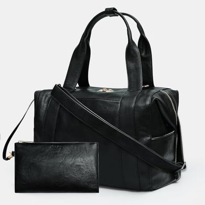 miss fong Leather Diaper Bag Backpack Baby Leather Diaper Bag Tote - color: Black