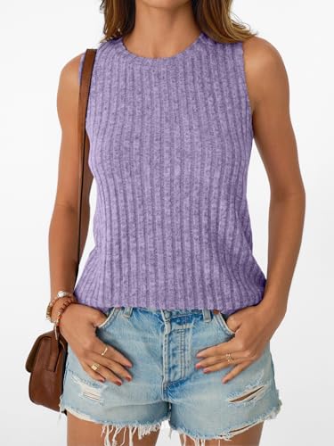 AUTOMET Womens Tank Tops Sleeveless Summer Basic Soft Clothes 2026 - color: Purple, size: X-Large