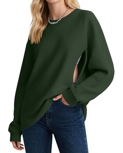 Oakgarden Women's Zipper Oversized Nursing Sweatshirts - color: Army Green, size: Small