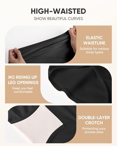 Women's Cotton Underwear High Waisted Post Partum Soft Panties 4 Pack - color: B-black, size: Small