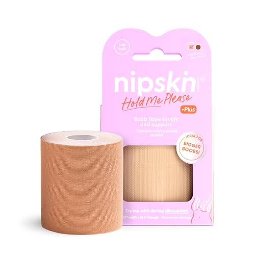 NIPSKIN Boob Tape Plus Cream – Lift, Shape & Secure with Confidence – Skin-Friendly, Waterproof, Sweatproof Body Tape for All Outfits - color: Cream, size: 2.9" W x 16.4 ft L