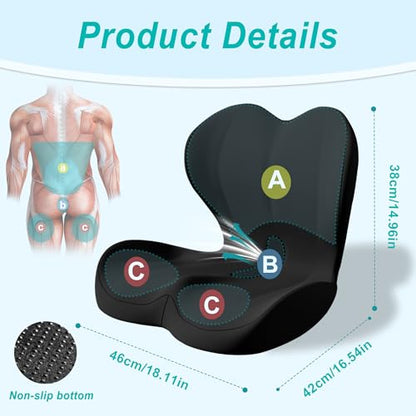 Seat Cushion for Office Chair, Ergonomic Cushion with Lumbar Support Pillow - color: Black
