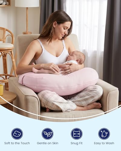 TotAha Nursing Pillow Covers Compatible with Updated Boppy Nursing Pillow - color: Pink Dots