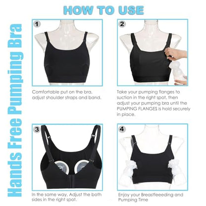 Hands Free Pumping Bra Hands-Free Breast Pump Bra Nursing Bras - color: Black, size: Large