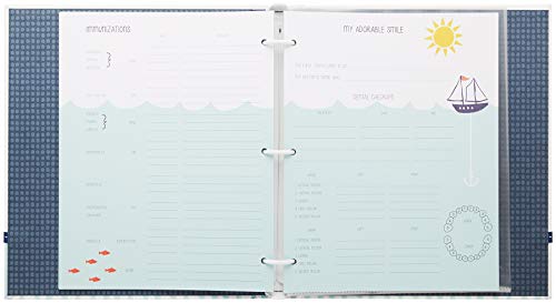 Carter's B0-14074 Blue Nautical First 5 Years Loose Leaf Baby Memory Book for Boys, 64 Pages
