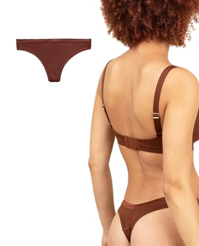 KNICKEY Subset Women's Organic Cotton Low-Rise Thong, Underwear, Single - color: Cacao, size: XX-Small