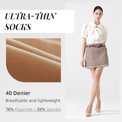 Compression Stockings for Women, 40D Knee High Compression Socks - color: Natural Nude, size: Large