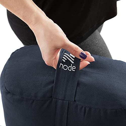 Yoga Meditation Cushion, 25" x 12" Rectangular Bolster with Organic Cotton Cover - color: Midnight Blue