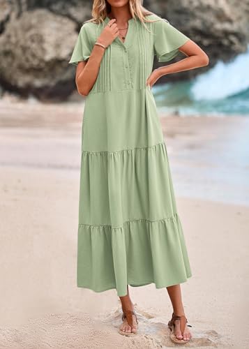 KIRUNDO Summer Maxi Dresses for Women 2026 - color: Bean Green, size: Small