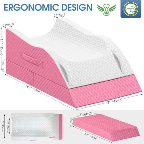 TranquilRelax Leg Elevation Pillows for After Surgery, Wedge Pillow, Pink - color: Pink, size: Double Leg