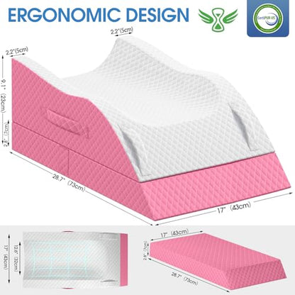 TranquilRelax Leg Elevation Pillows for After Surgery, Wedge Pillow, Pink - color: Pink, size: Double Leg