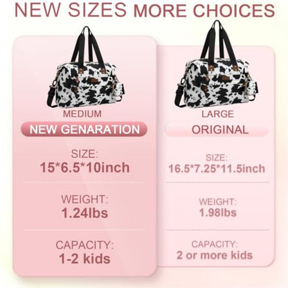 Pritent Diaper Bag Tote Waterproof Maternity Baby Bags with Pacifier Case - color: Cowprint, size: Large