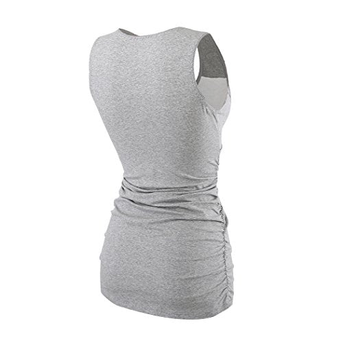 Women's Cotton V Neck Tank Top for Maternity and Nursing - color: Grey+ Black, size: Medium