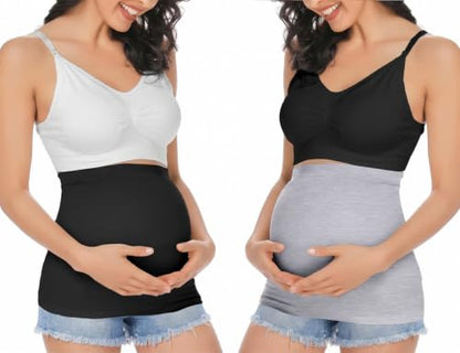 Rheane Pregnancy Belly Band Maternity Clothes (Black+Grey 1) - color: E. Black+Grey, size: 1