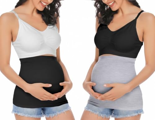 Rheane Pregnancy Belly Band Maternity Clothes (Black+Grey 1) - color: E. Black+Grey, size: 1