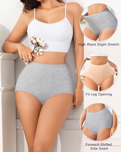 Annenmy High Waisted Panties Women's Cotton Underwear Full Coverage Briefs Soft Breathable Stretch Briefs Regular & Plus Size - color: Multicolor-b, size: Medium