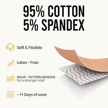 Precut Kinesiology Tape with Tin, 40 Strips 2"×10", Nude - color: Nude (Skin)