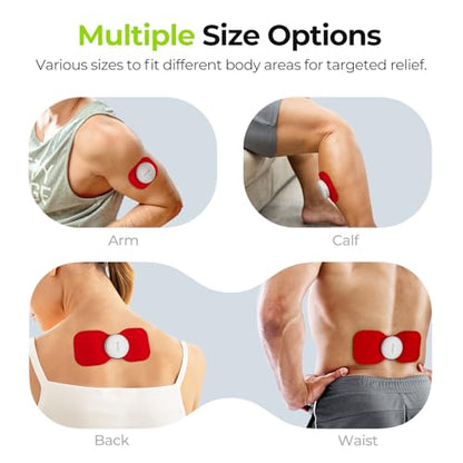 AUVON Wireless TENS Unit Electrode Pads 12 Pcs, 2 Sizes, Latex-Free - color: Red