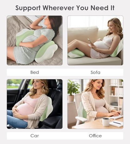 DONAMA Memory Foam Pregnancy Pillow for Sleeping, Cooling Maternity Pillow - color: Green White