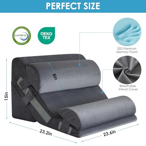 MEGCXIT Wedge Pillow Set for After Surgery, Bed Wedge, 4PCS, Grey - color: Grey, size: 4pcs