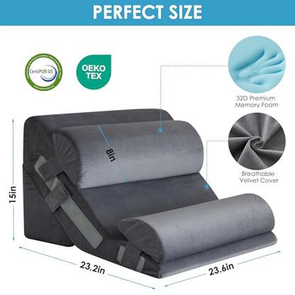 MEGCXIT Wedge Pillow Set for After Surgery, Bed Wedge, 4PCS, Grey - color: Grey, size: 4pcs