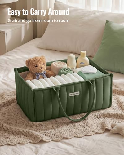 Blissful Diary Baby Diaper Caddy Organizer, Nursery Storage, Deep Green - color: Deep Green