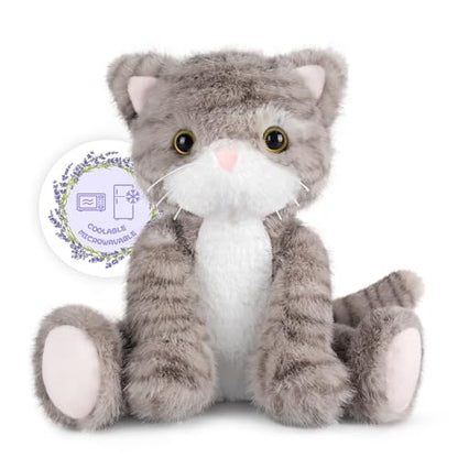 SuzziPals Heatable & Coolable Grey Cat Plush Heating Pad for Kids & Women - style: Gray Cat
