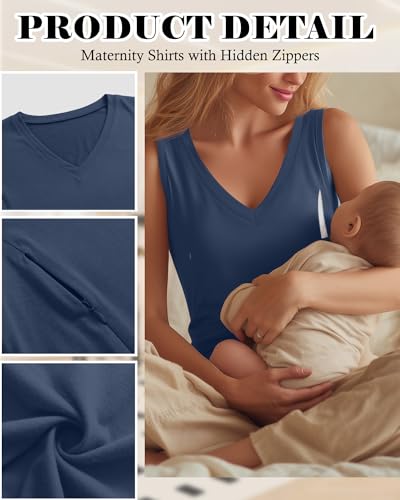 Ficerd 3 Pack Women's Nursing Tank Tops - color: Apple Green, Baby Pink, Haze Blue, size: Medium