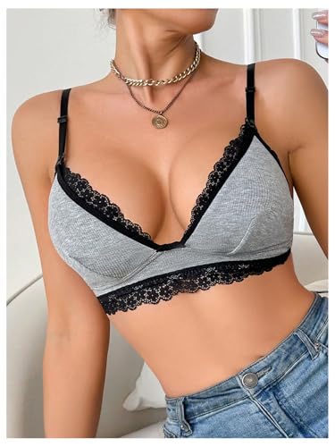 SHENHE Women's Lace Non-Padded Nursing Bras for Breastfeeding - color: Grey, size: Small