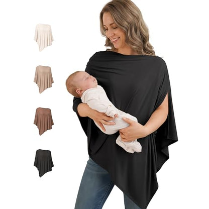 Konssy Rayon Made from Bamboo Nursing Cover for Breastfeeding - color: Black