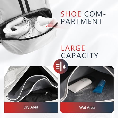 PinCute Gym Bag Drawstring Backpack for Sports, Swim, Workout, White - color: White
