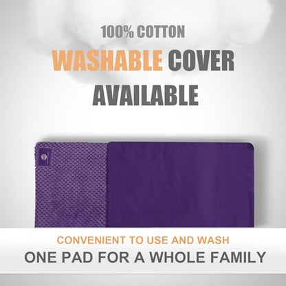 UNCN Wide Microwave Heating Pad with Washable Cover 9.5 x 16in Microwavable - color: Dark Purple