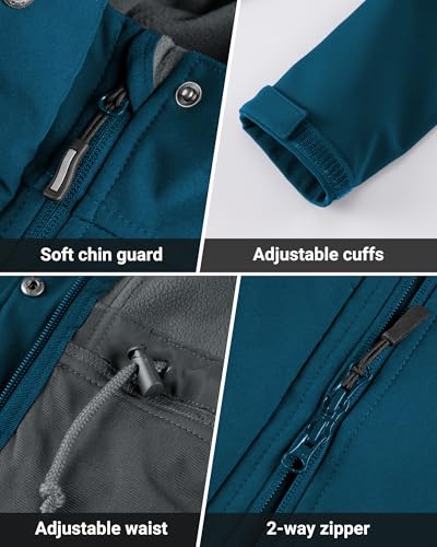 Outdoor Ventures Women's Waterproof Fleece Lined Hooded Softshell Rain Coat - color: Modern Blue, size: XX-Large