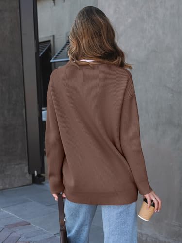 LILLUSORY Women's Oversized Fall Cardigan Sweater Chunky Jackets 2026 - color: Brown, size: Large