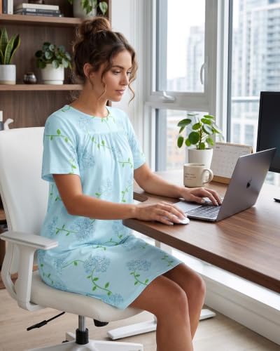 Hospital Gowns for Women Open Back with Snaps - color: Blue Flower, size: 3X-Large