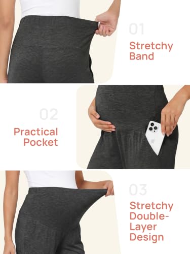 Summer Mae Viscose Maternity Jogger Pants Pregnancy Lounge Pant with Pocket - color: Grey, size: Medium