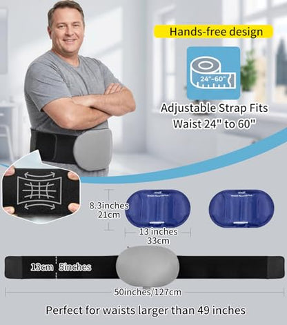 UNCN Extra Large Ice Pack Back Pain Relief 2 Pack Adjustable Waist Strap